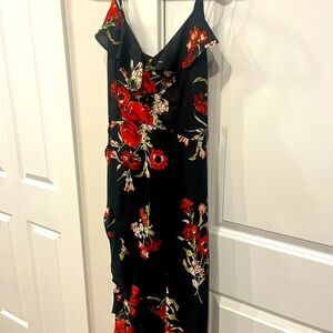 Timing Black and Red Floral Midi Dress